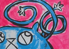 Original ACEO Cat Painting Collectible Modern Kitten Art Card Samantha McLean