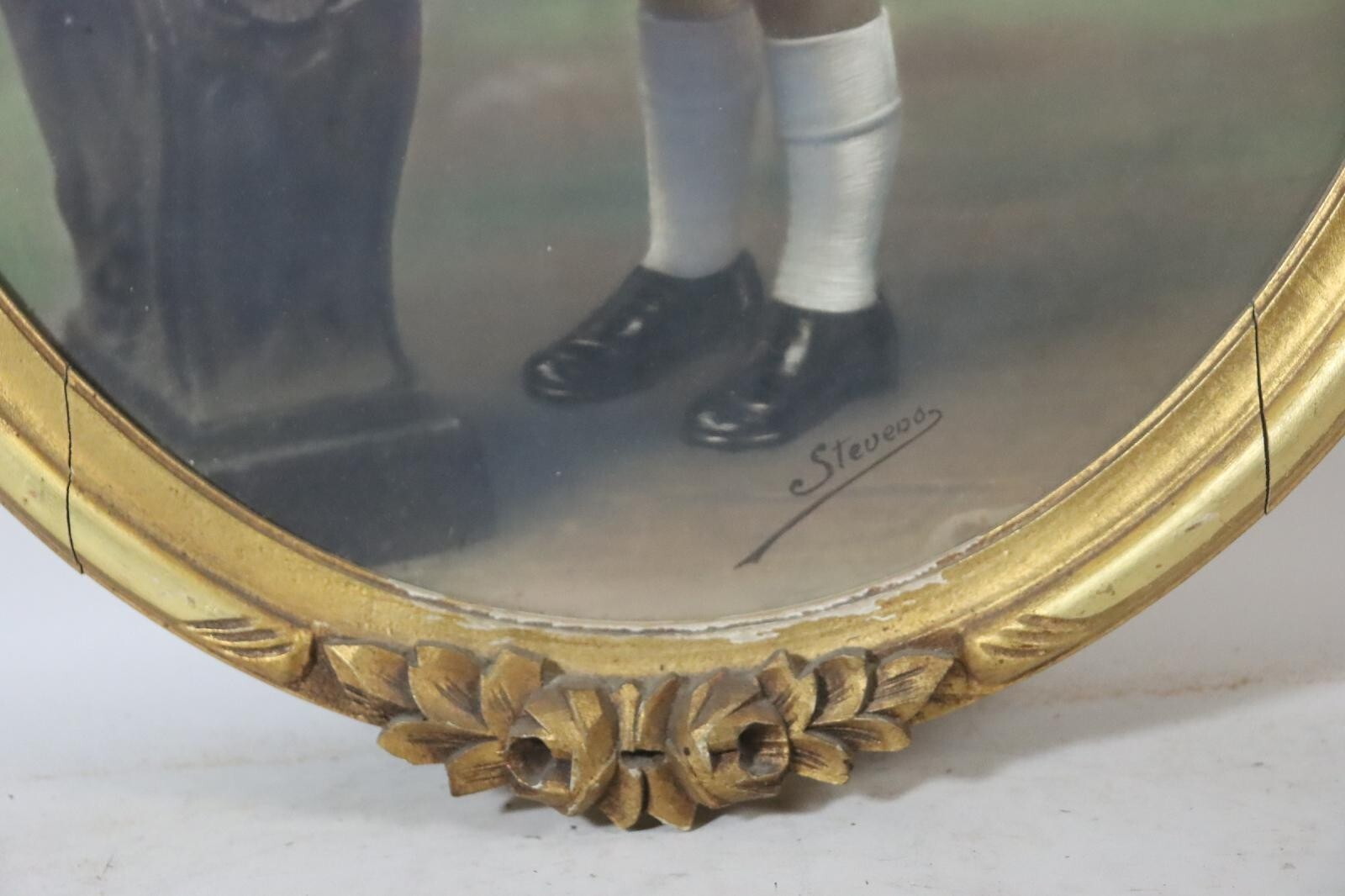 Portrait eines Jungen übermalte Fotografie signiert STEVENS um 1900/10