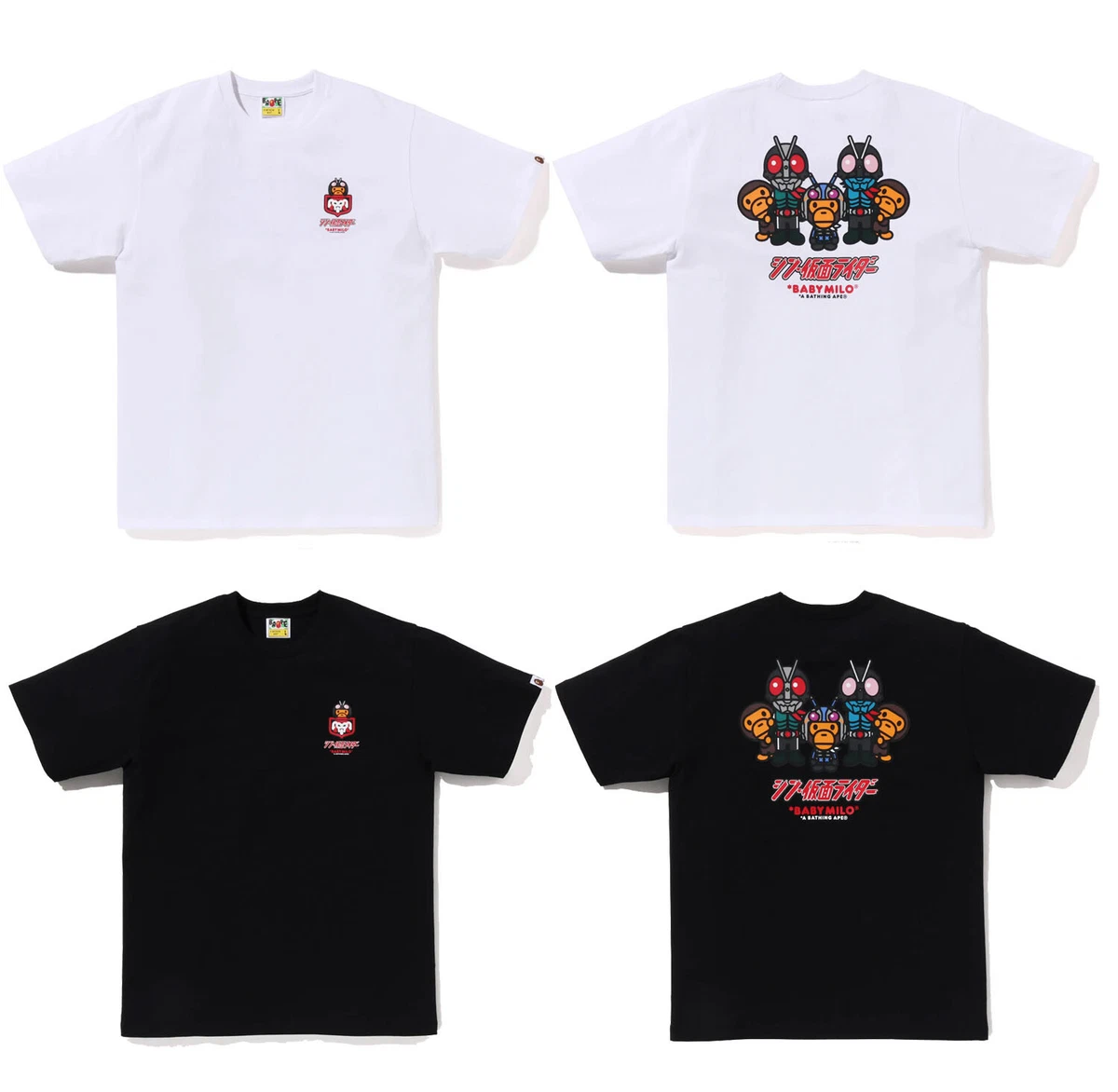 A BATHING APE Men s BAPE x SHIN KAMEN RIDER 1 BABY MILO TEE 2J23110904 NEW