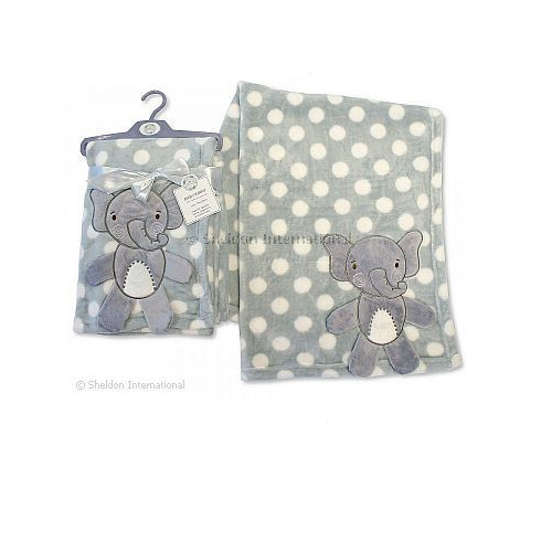 Snuggle Baby 3d elephant super soft wrap blanket in grey 75 cm x 100 cm