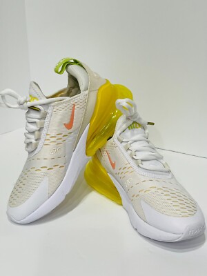 NEW Nike Air Max 270 Shoes White Yellow Crimson Women display picture 2