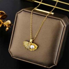 Collana donna donna conchiglia perla marittima acciaio inox bigiotteria regalo