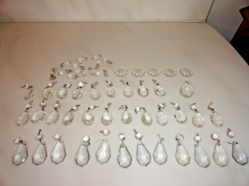 Mixed 52 Crystal Glass Faceted Teardrop Oval Rosette Octagon Chandelier Prisms