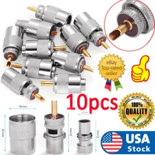 10-pack PL-259 Solder Connector Plug with Reducer for RG8X Coax Cable USA