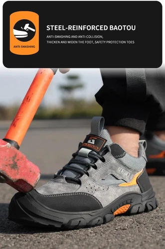 Breathable Men's Work Shoes Steel Toe Anti Smash Safety Boots Fashion Sneakers - Picture 12 of 24