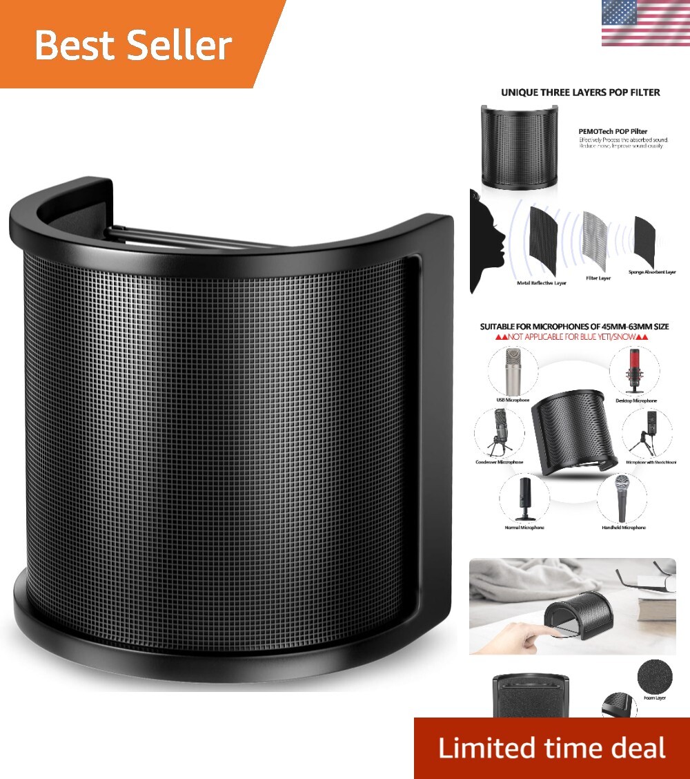 Microphone Pop Filter with Metal Mesh and Foam - Perfect for YouTube and ASMR-image