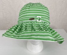Sun 'N' Sand Bucket Hat Womens One Size Green Striped Wide Brim Packable Beach