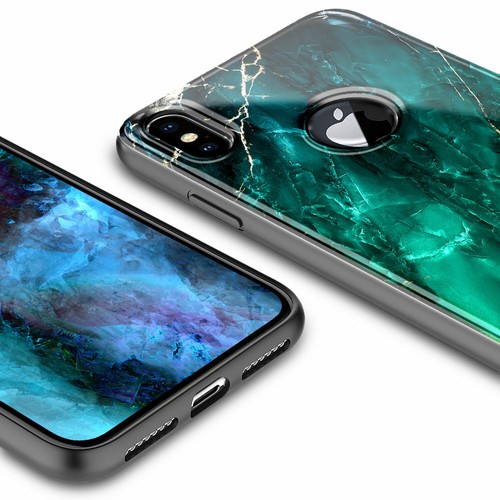 Funda de mármol para iPhone X XR XS Max, cubierta suave ultra delgada con vidrio templado - Imagen 12 de 24