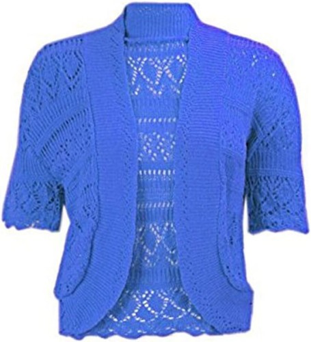 Womens Short Sleeve Crochet Knitted Cardigan Ladies Open Fornt Knit Bolero Shrug - Picture 25 of 33