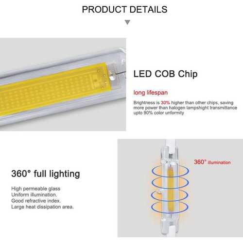 R7S COB Mini Glass Tube Replace Halogen Lamp 118mm Powerful Led Spot Light Bulbs - Picture 4 of 9