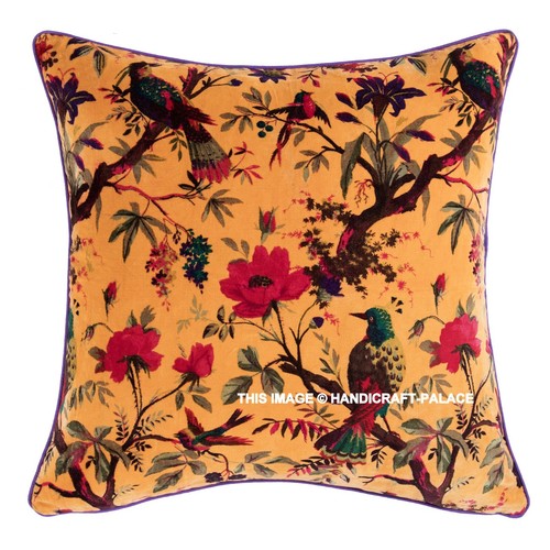 Indio Vintage Funda Almohada Pájaro De Paraíso Estampado Terciopelo Cojín Manta - Imagen 2 de 4