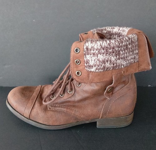MOSSIMO Brown Sweater Trim Ankle Booties Boots Womens 8.5 - Picture 4 of 8