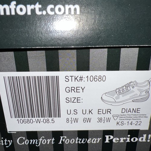 Woman's Dr. Comfort Diane Athletic Gray 10680 Low Top 8 1/2 W. With 10” Shoehorn - Picture 9 of 10