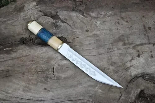 Viking seaz knife D2 steel blade wood& bone handle with leather sheath. - Picture 2 of 6