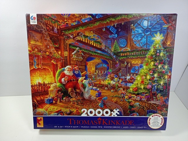 Thomas Kinkade Santa's Workshop 36x26 Puzzle with Poster USA Made 2019