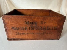 Antique WALTER BAKER & CO Breakfast Cocoa Wood Crate Vintage Box Dorchester Mass