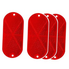 4 Pcs Oval Safety Reflectors - 4.5x3 Inch Self Adhesive Or Drill Mount - Red