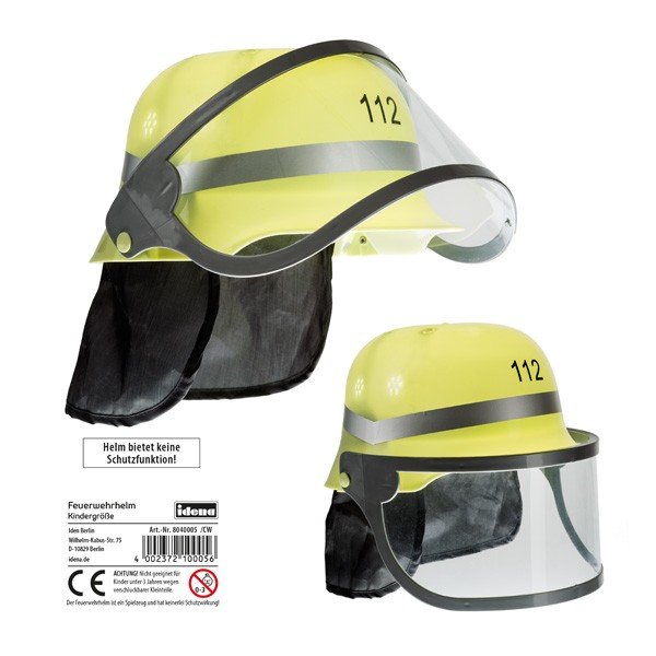 Fasching KostüM Kinder Feuerwehrhelm Mit Visier Und Nackentuch-image
