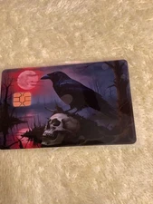 Credit Card Debit Skin Black Raven with Skeleton Head Moon Sticker New L