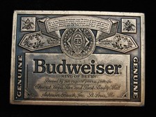PL15144 NOS VINTAGE 1970s  GENUINE BUDWEISER KING OF BEERS  BERGAMOT BUCKLE