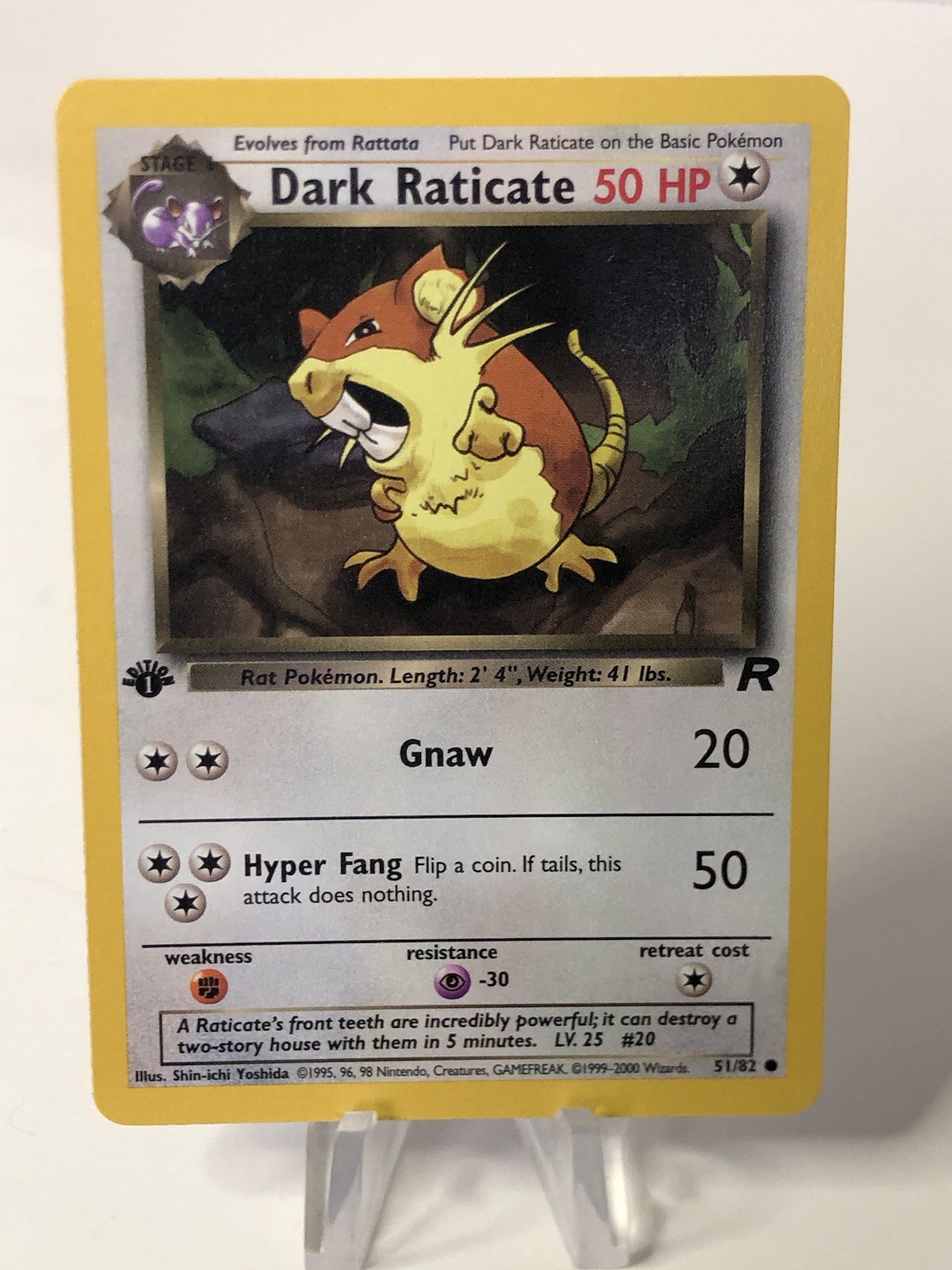 Dark Raticate 51/82 - 1st Edition Team Rocket Vintage Pokemon Card NM Mint WOTC