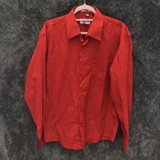Berlioni Shirt Mens L Red Dress Shirt Point Collar Cotton Polyester Italy