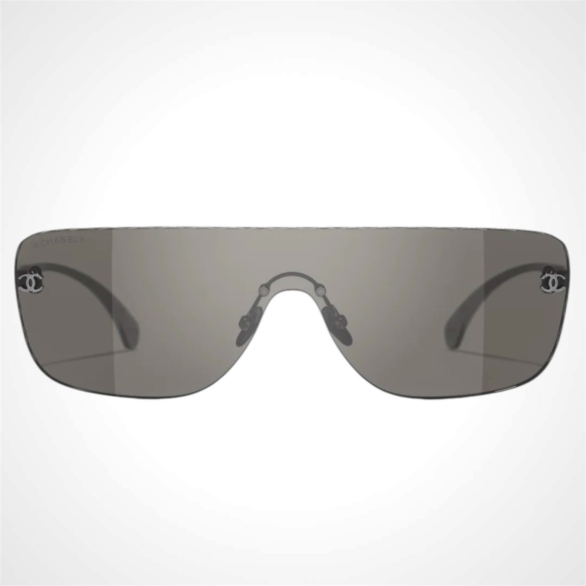 CHANEL Sunglasses CH4293 C360/3 Ruthenium Metal New Rimless Shield