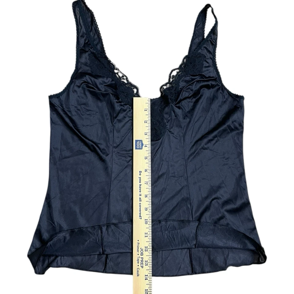 Camisola Vassarette Talla 38 Debajo-Todo Encaje G59 EE. UU. Negro Encaje Satinado De Colección Foto 4 de 4
