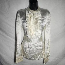 Vintage y2k 90s silk white coquette Victorian vampire top
