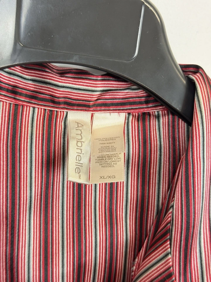 Conjunto de pijama de mujer Ambrielle XL rojo a rayas superior e inferior satinado Foto 3 de 4