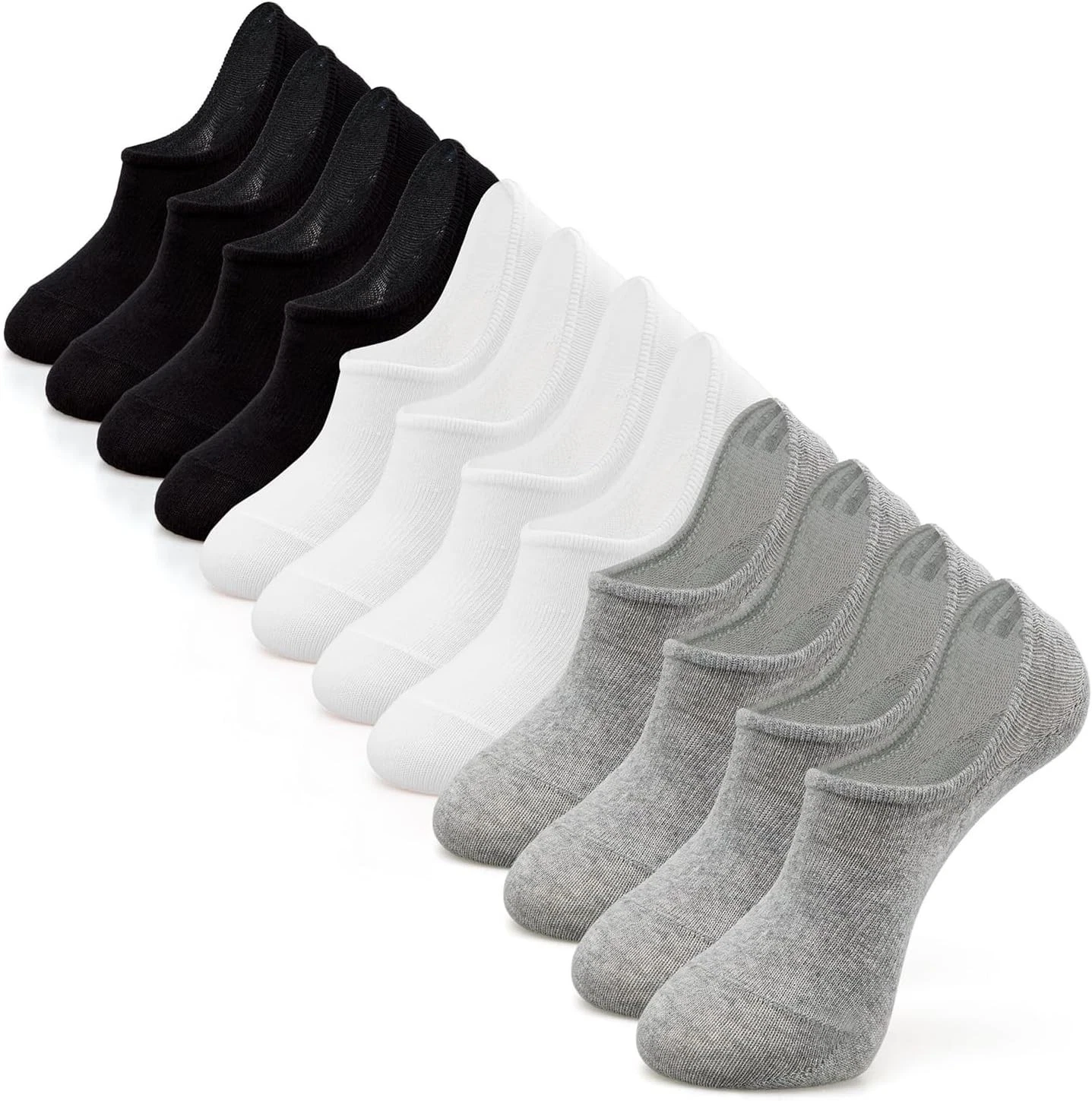 IDEGG No Show Socks Medium 6 Pack Low Cut Anti Slip Invisible Athletic