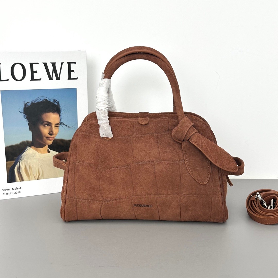 Jacquemus Turismo Bag – Brown Suede Top Handle Bag | eBay