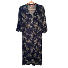 Woman Within Blue Floral Print Size 2X Holiday Winter Dress