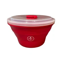 Pampered Chef Microwave Popcorn Maker #1457 Large Silicone Collapsible Bowl 3qt