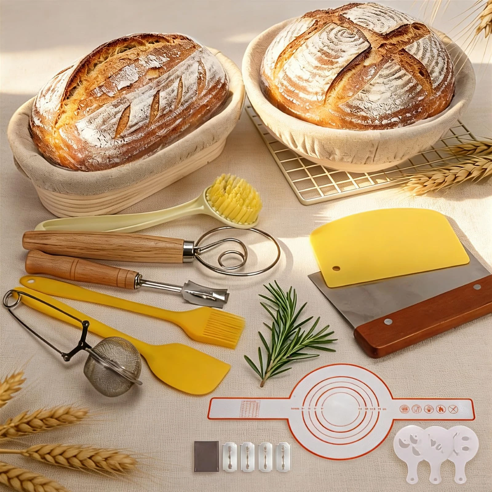 Sourdough Starter Kit with 15 Tools – Bread Making Kit: 9" Round & 10" Oval B...
Opens in a new wind