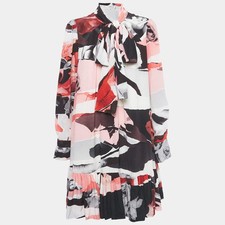 Alexander McQueen Pink Printed Silk Flared Hem Short Dress M