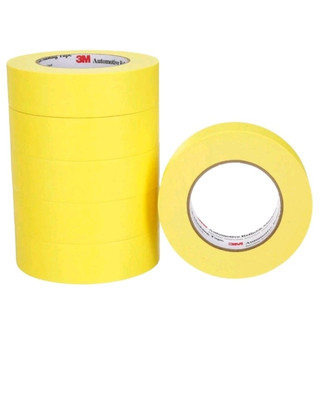3M 06654 Automotive Refinish Masking Tape, 1-1/2'' x 180', Yellow, 6 Rolls