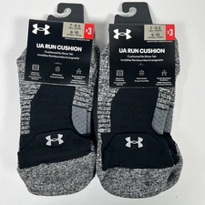 Under Armour UA Run Cushioned No Show Tab Socks (6 Pairs) Men’s 7-8.5 NEW Black