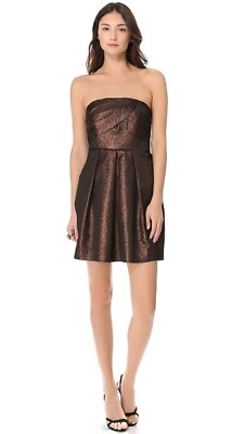 SHOSHANNA LEORA BRONZE METALLIC STRAPLESS COCKTAIL PARTY DRESS $395 NWT! 0  | eBay