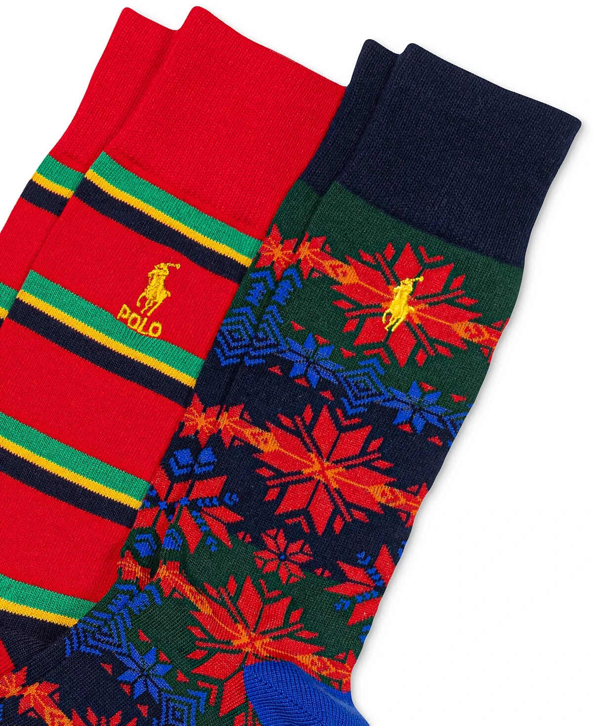 PONY Polo Ralph Lauren uomo confezione da 2 pezzi Calze pantalone multifiocco di neve e righe