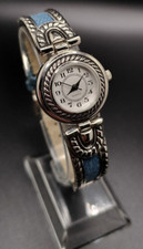 Womens Silver tone and Denim Watch, needs battery or repair