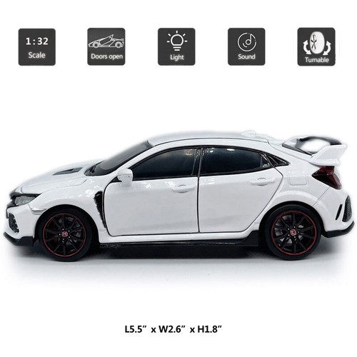 1/32 Honda Civic Type R Model Car Diecast Toy Vehicle Boys Toys Kids Gifts Gray - Picture 2 of 12