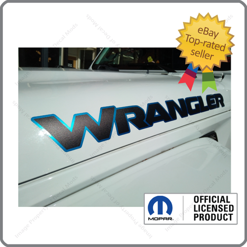 (2x) Jeep WRANGLER JL Hood Decals Graphics Stickers 4xe Blue Matte Black UV1R1 - Picture 4 of 4