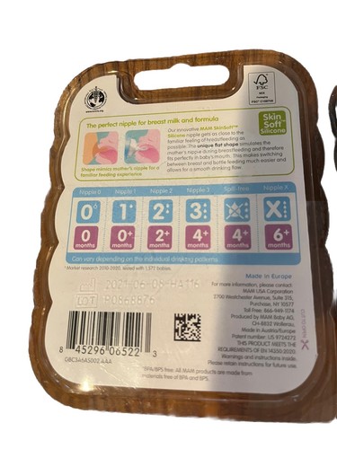New Sealed MAM Baby Nipples 2 packs 4 total 4+M Step 3 Fast Flow Skin Soft Flat - Picture 3 of 6