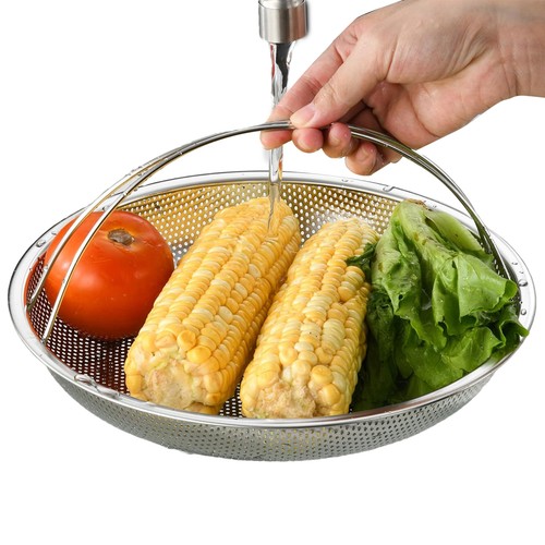 Kitchen Stainless Steel Food Steamer Basket With Handle Feet Rice Cooker Steam - Picture 2 of 12