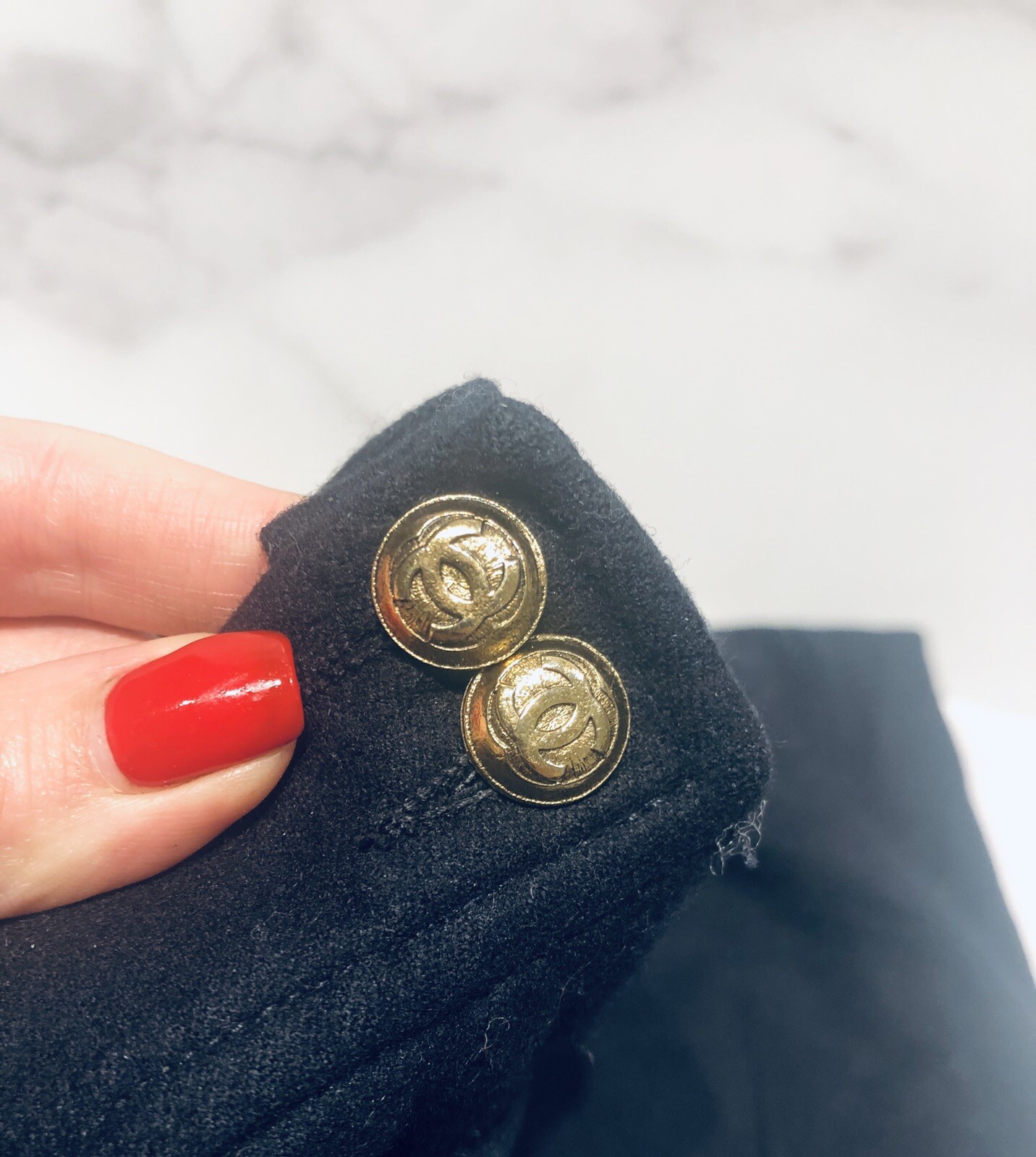 Vintage CHANEL Boutique Black 100percent Wool CC Button Women’s Cuffed Pants image 2