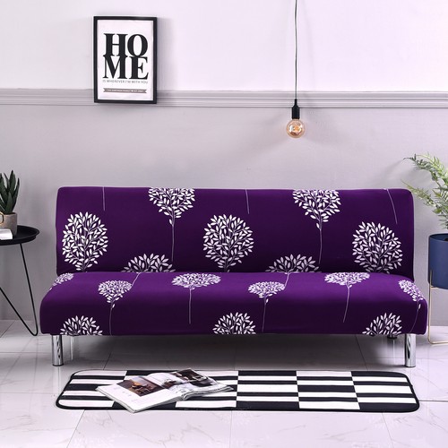Armless Sofa Cover Stretch Sofa Bed Slipcover Futon Protector Machine Washable - Picture 22 of 117