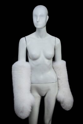 Genuine Snow White Acrtic Fox Fur Handmade Trending Massive Elbow Mittens Gloves