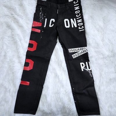 Dsquared Skater Waxed Denim Icon Jeans in Black size 46