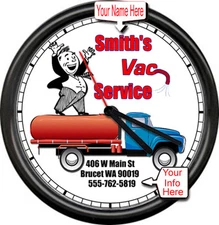 Personalized Your Name Sewer Septic Pumping Vacuum Service Truck Sign Wall Clock